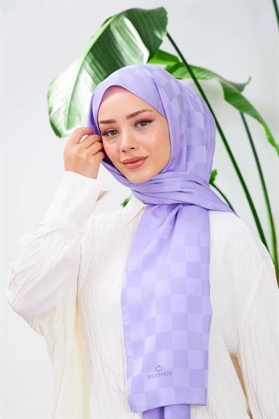 Yeni Dama Desen İpeksi Jakar Şal Leylak 9007-14