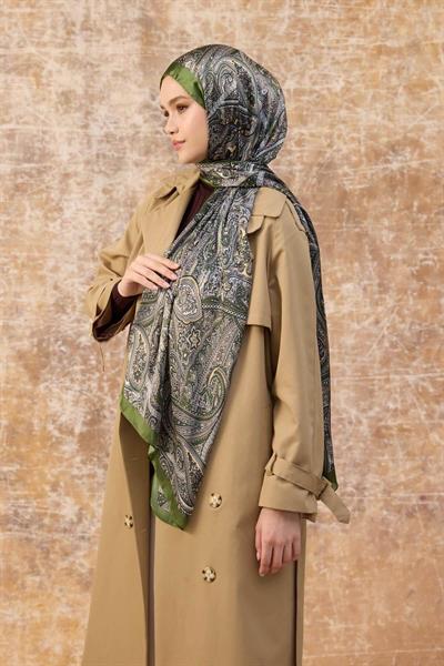 Yeşil Hint Vual Şal -  5003-03