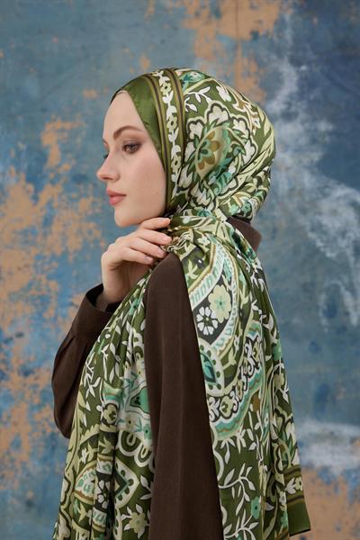 Yeşil Hint Vual Şal -  5004-06