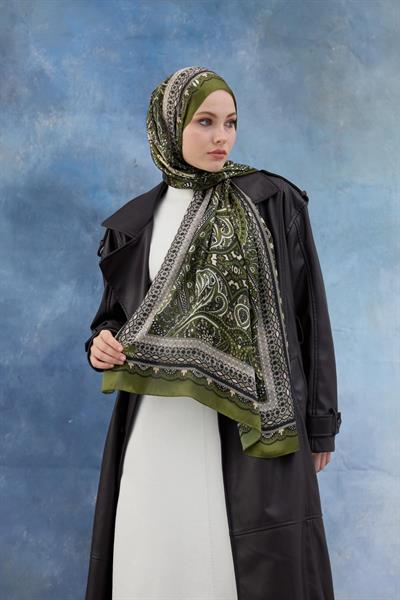Yeşil Hint Vual Şal -  5005-02