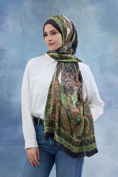 Yeşil Hint Vual Şal -  5006-05