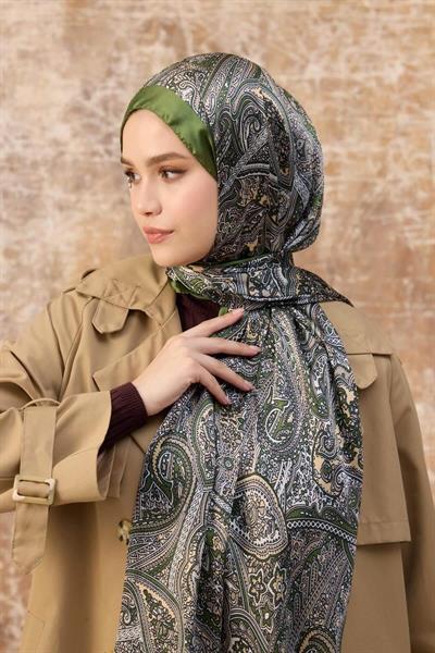 Yeşil Hint Vual Şal - 5003-03