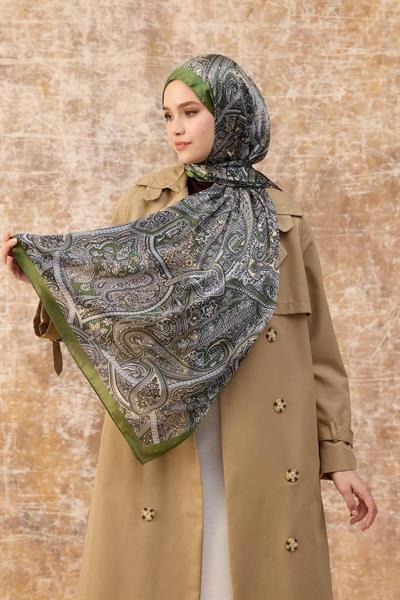 Yeşil Hint Vual Şal - 5003-03