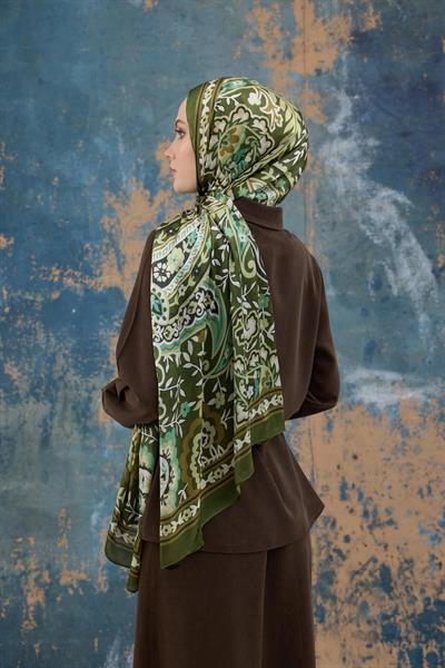 Yeşil Hint Vual Şal - 5004-06