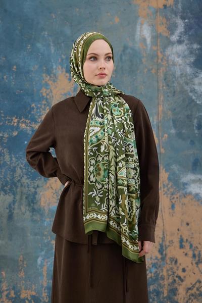Yeşil Hint Vual Şal - 5004-06