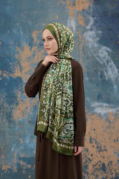 Yeşil Hint Vual Şal - 5004-06