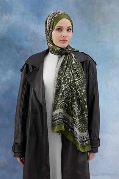 Yeşil Hint Vual Şal - 5005-02
