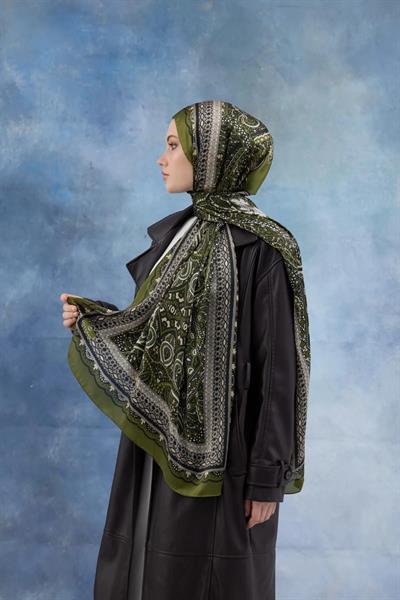 Yeşil Hint Vual Şal - 5005-02