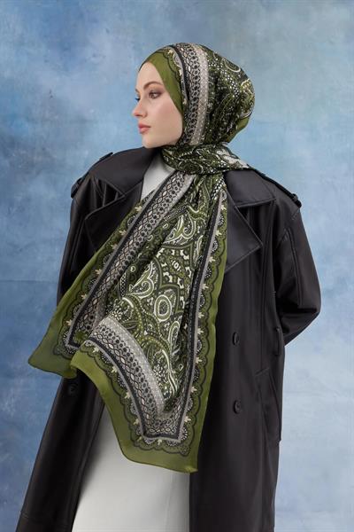 Yeşil Hint Vual Şal - 5005-02