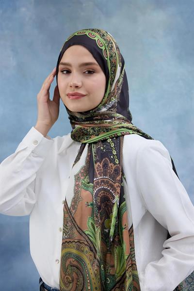 Yeşil Hint Vual Şal - 5006-05