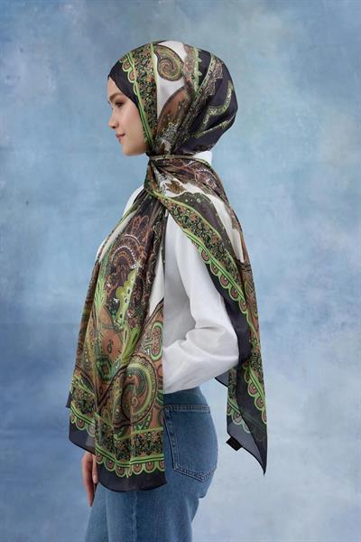 Yeşil Hint Vual Şal - 5006-05