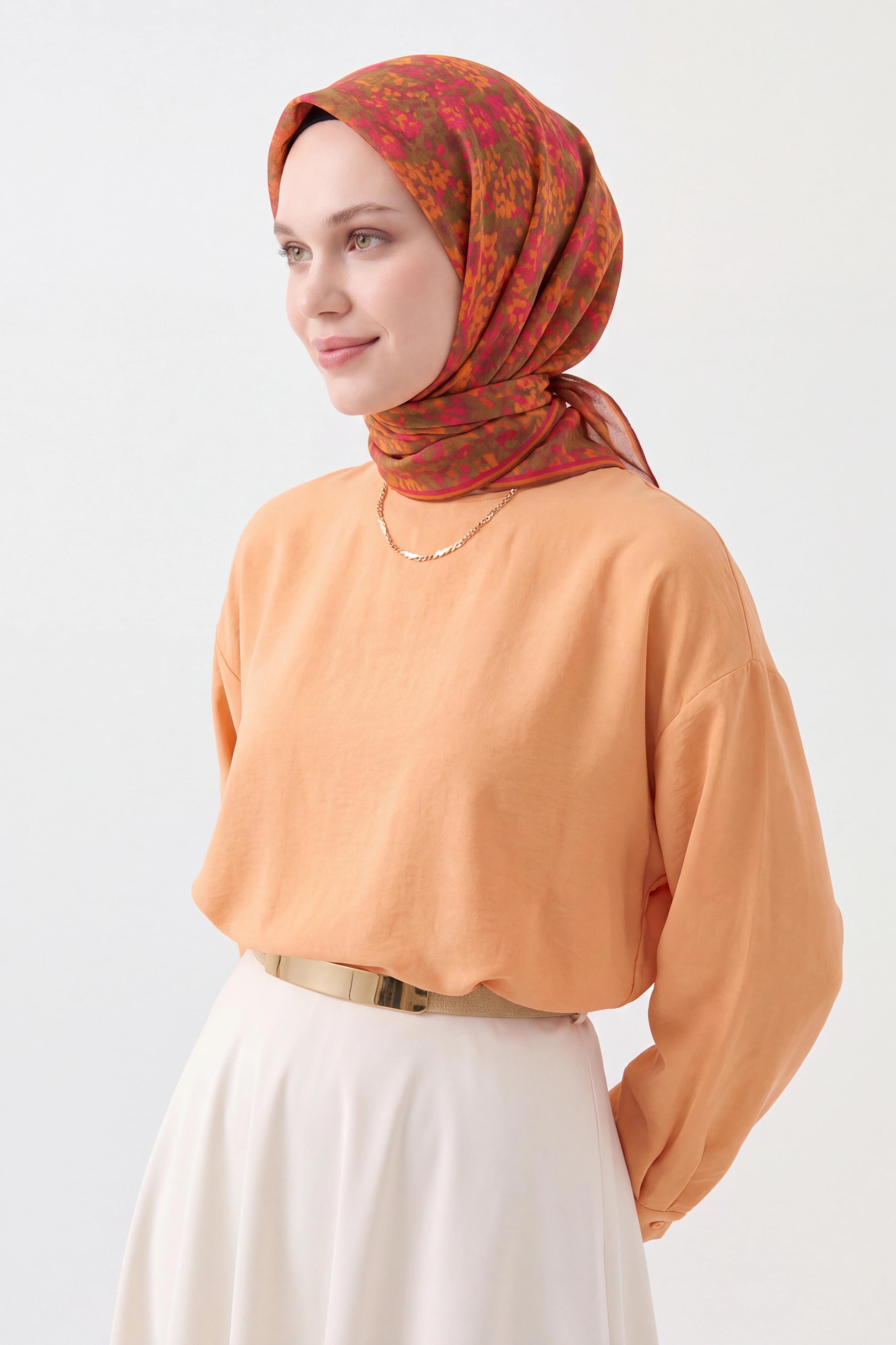 73166-10Soft Eşarp Autumn Bloom Turuncu