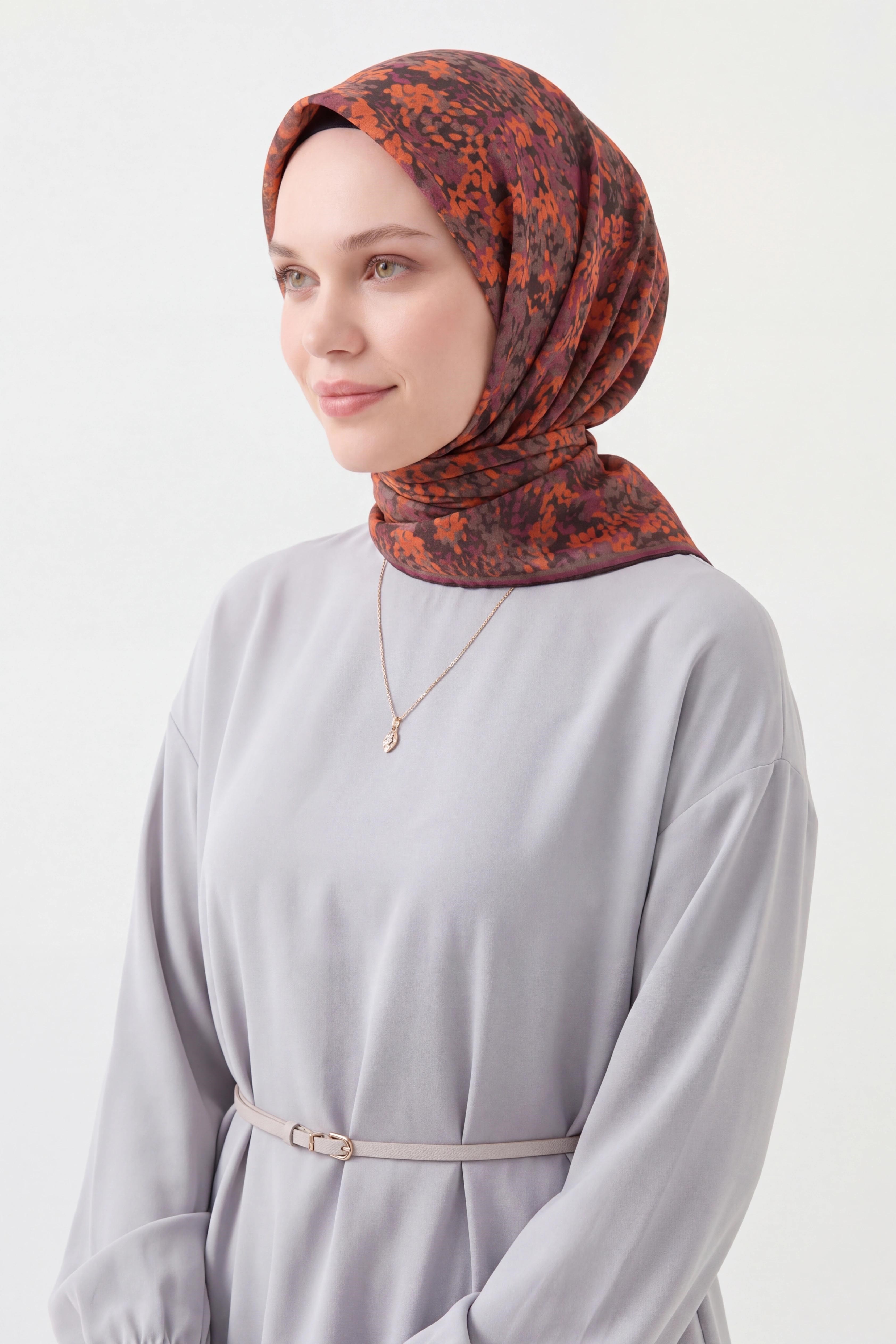 73166-16Soft Eşarp Autumn Bloom Koyu Turuncu