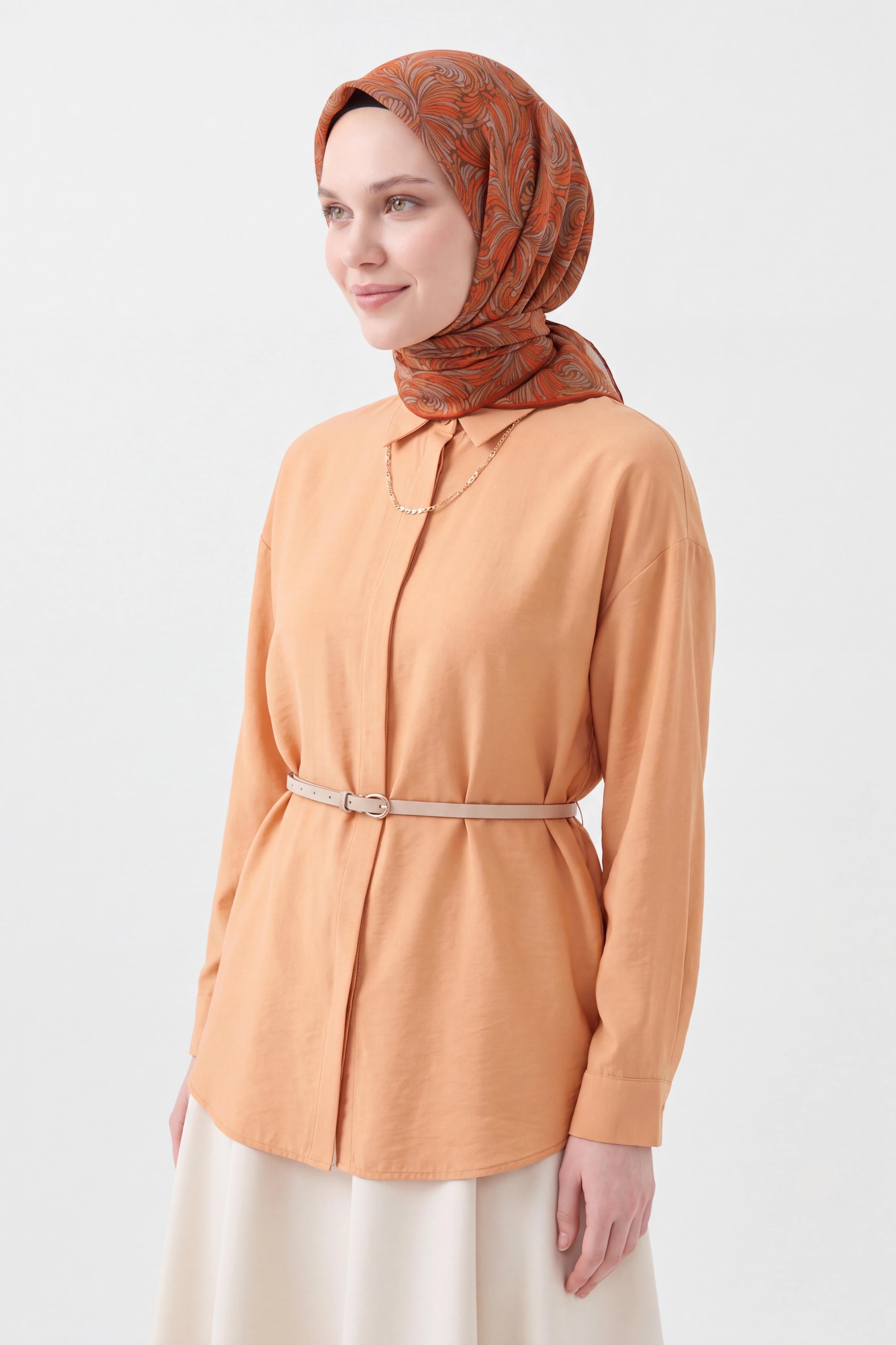 73167-02Soft Eşarp Vintage Flow Koyu Turuncu