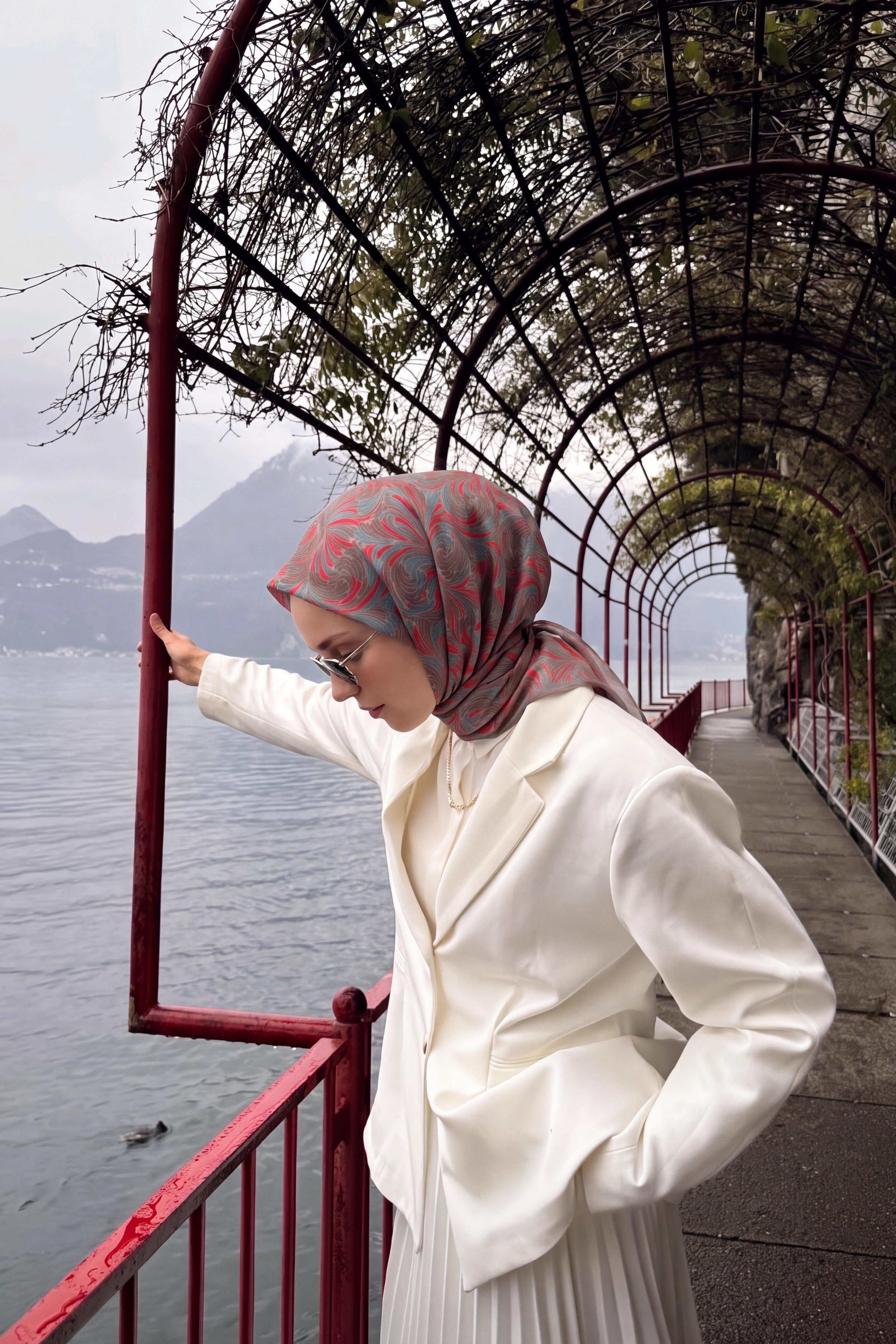 73167-06Soft Eşarp Vintage Flow Turkuaz