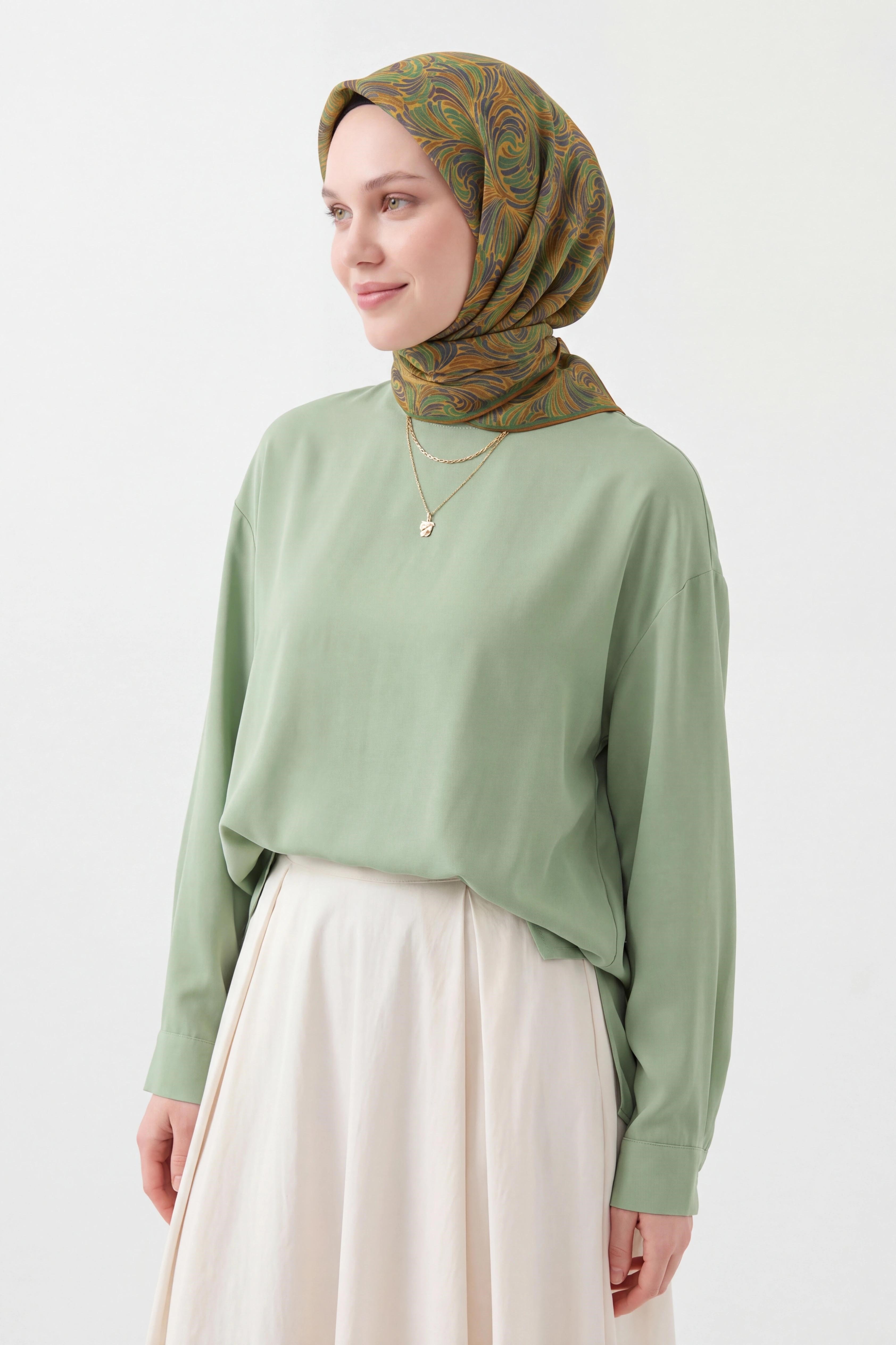 73167-09Soft Eşarp Vintage Flow Yeşil