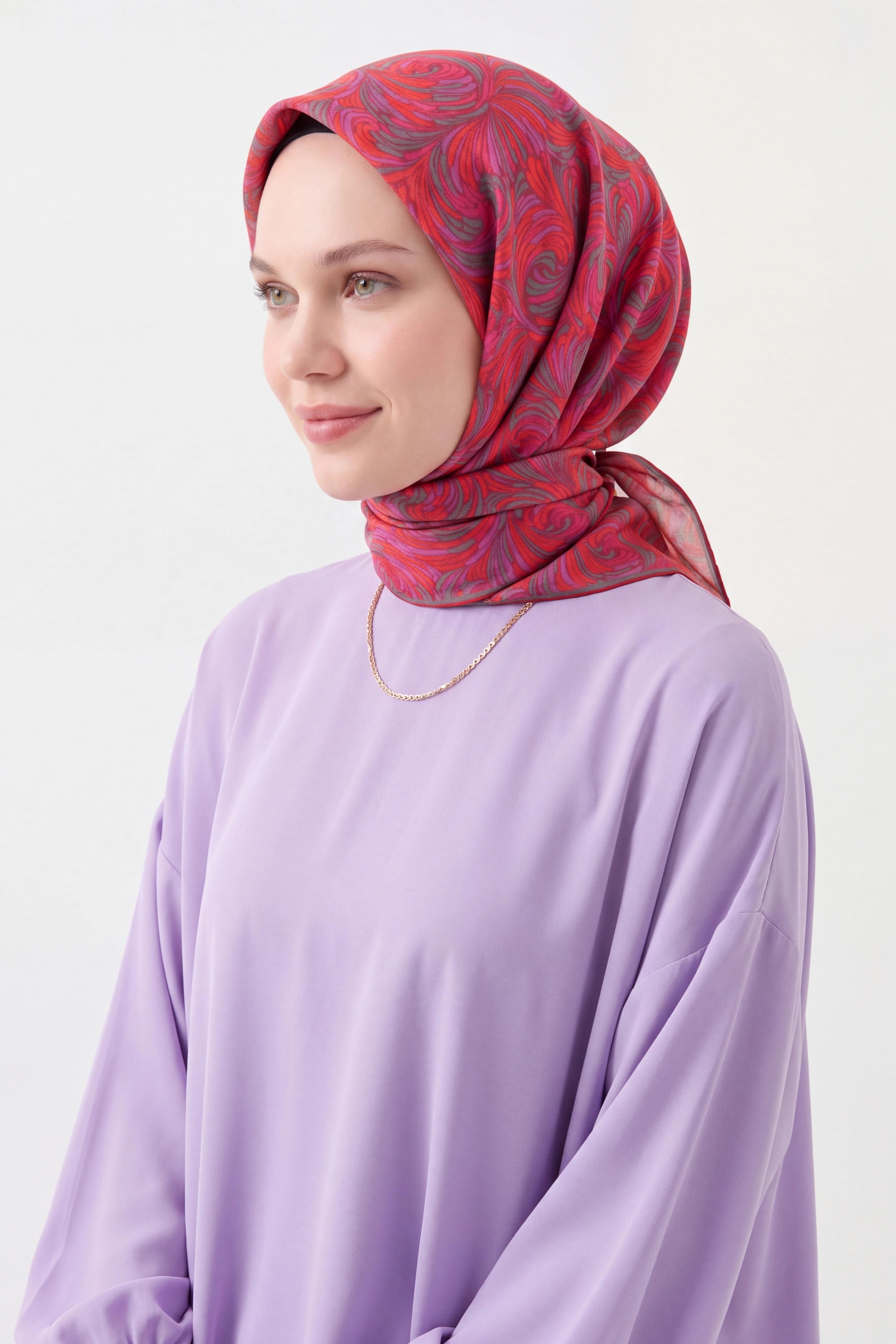 73167-15Soft Eşarp Vintage Flow Kırmızı