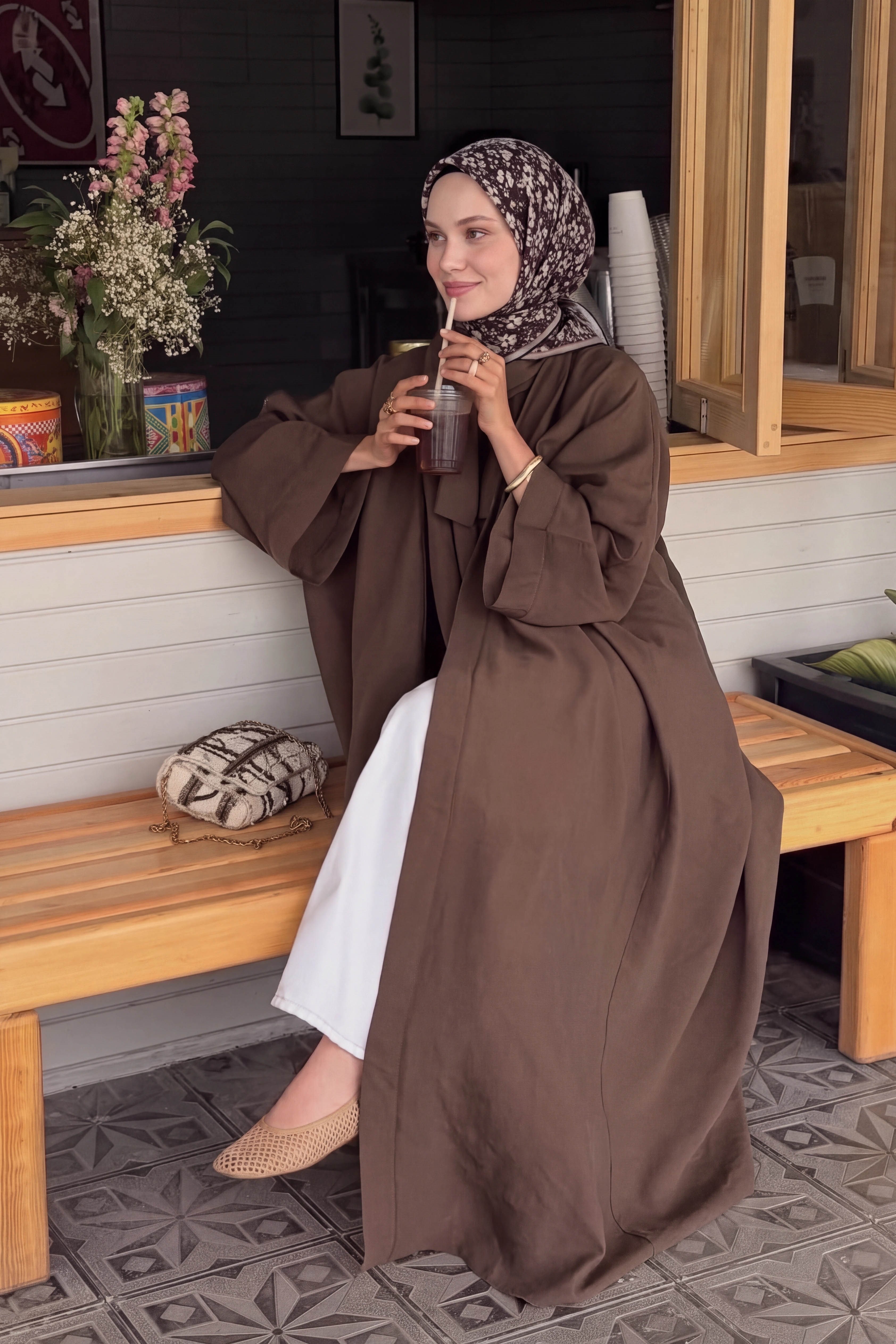73168-13Soft Eşarp Mini Floral Siyah