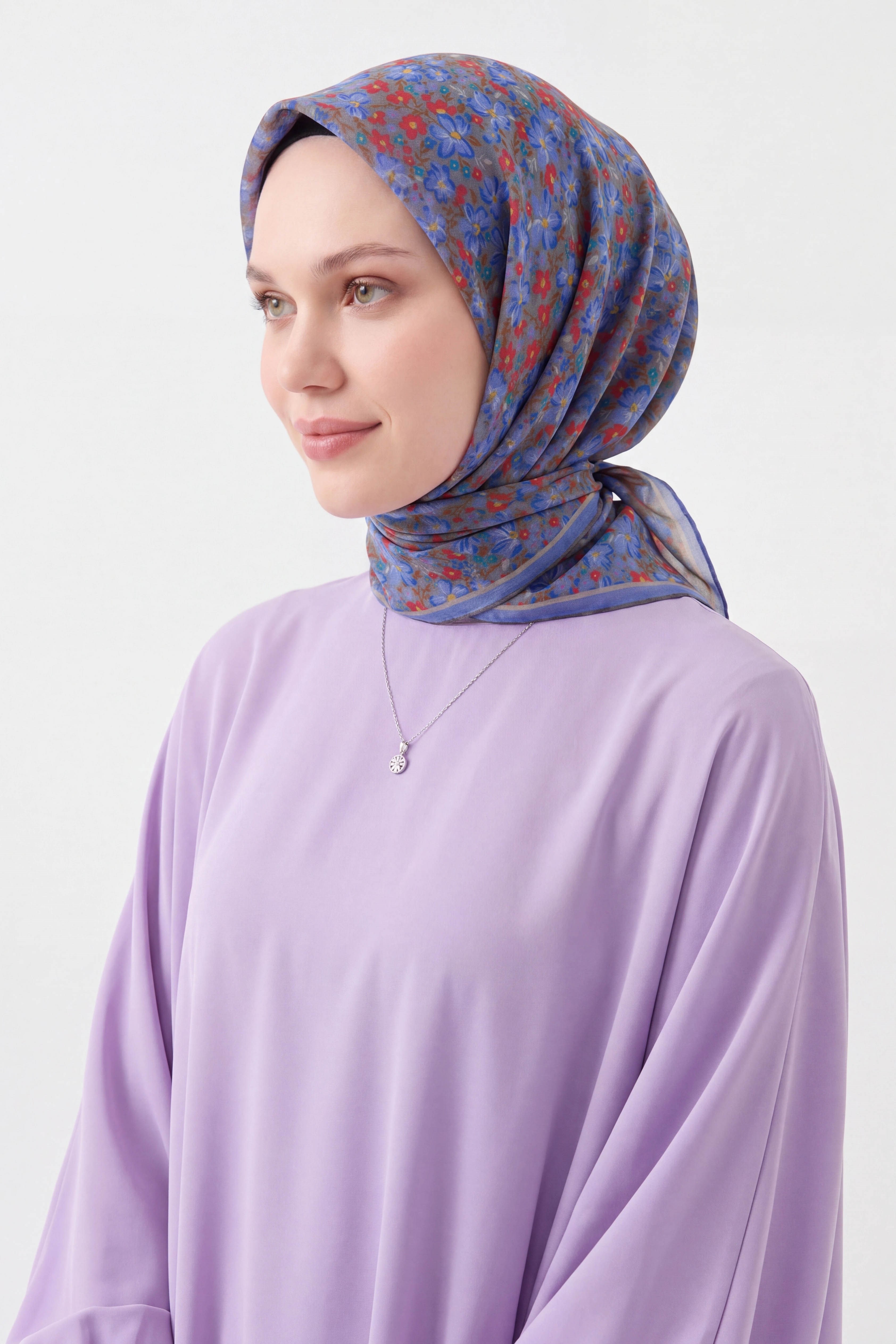 73168-25Soft Eşarp Mini Floral Lila