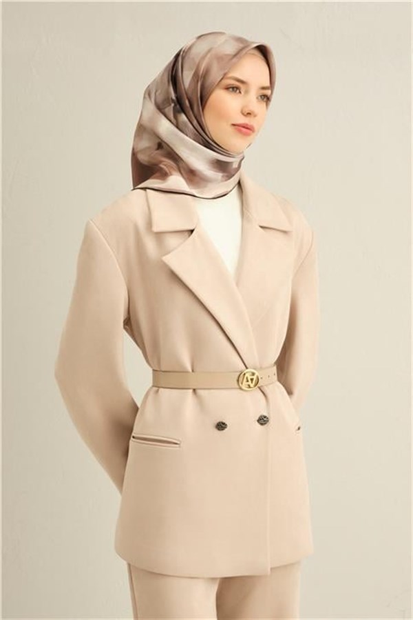 Armine Çiçek Desenli Saf İpek Twill Eşarp 9310D 86