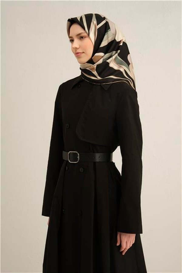 Armine Çiçek Desenli Saf İpek Twill Eşarp 9302D 08