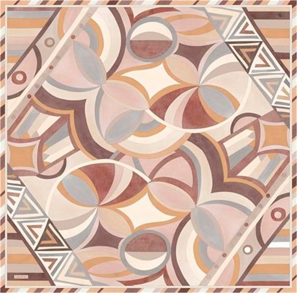 Armine Geometrik Desenli Saf İpek Twill Eşarp 9336D 36
