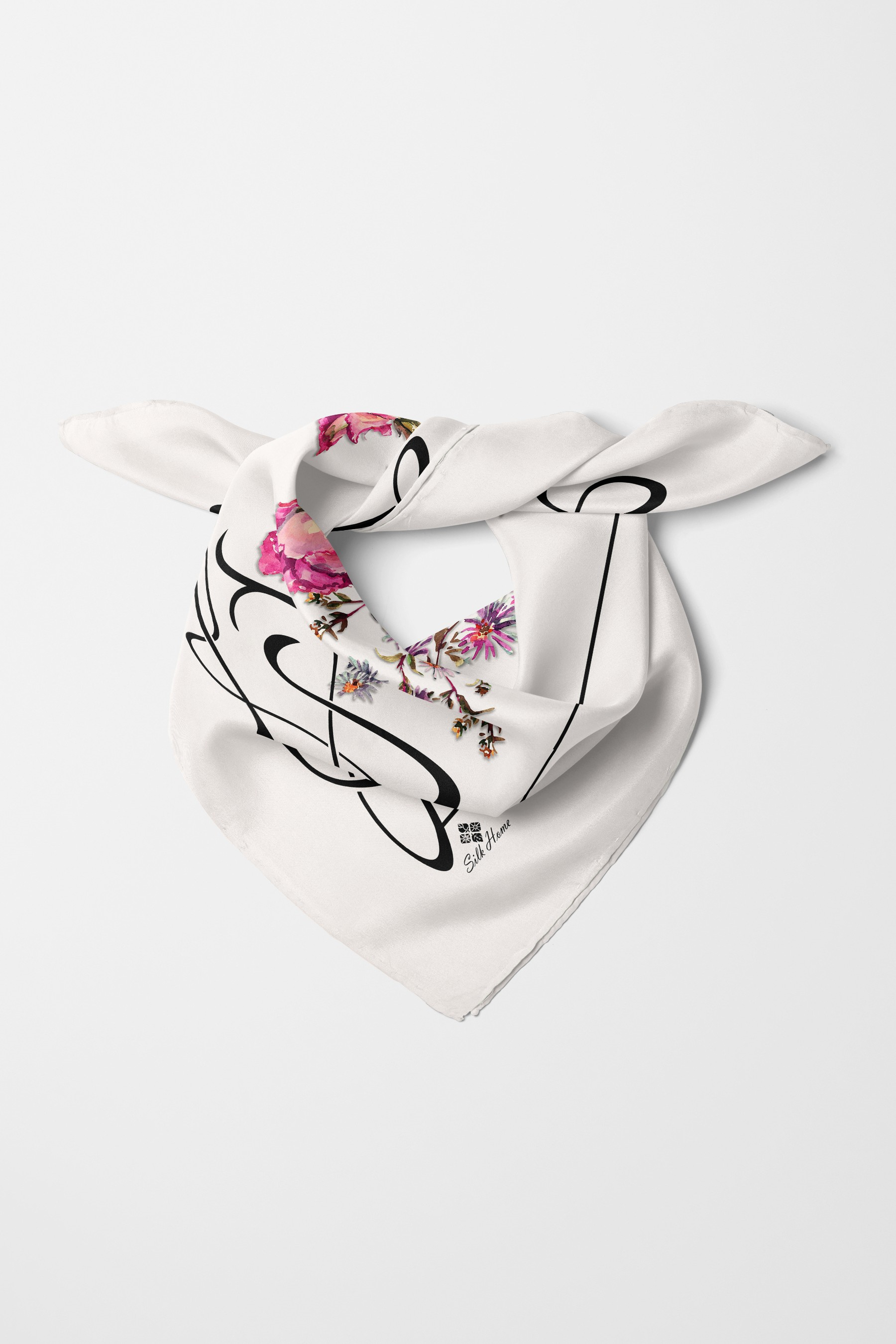 Bandana Çiçek Desen Pudra