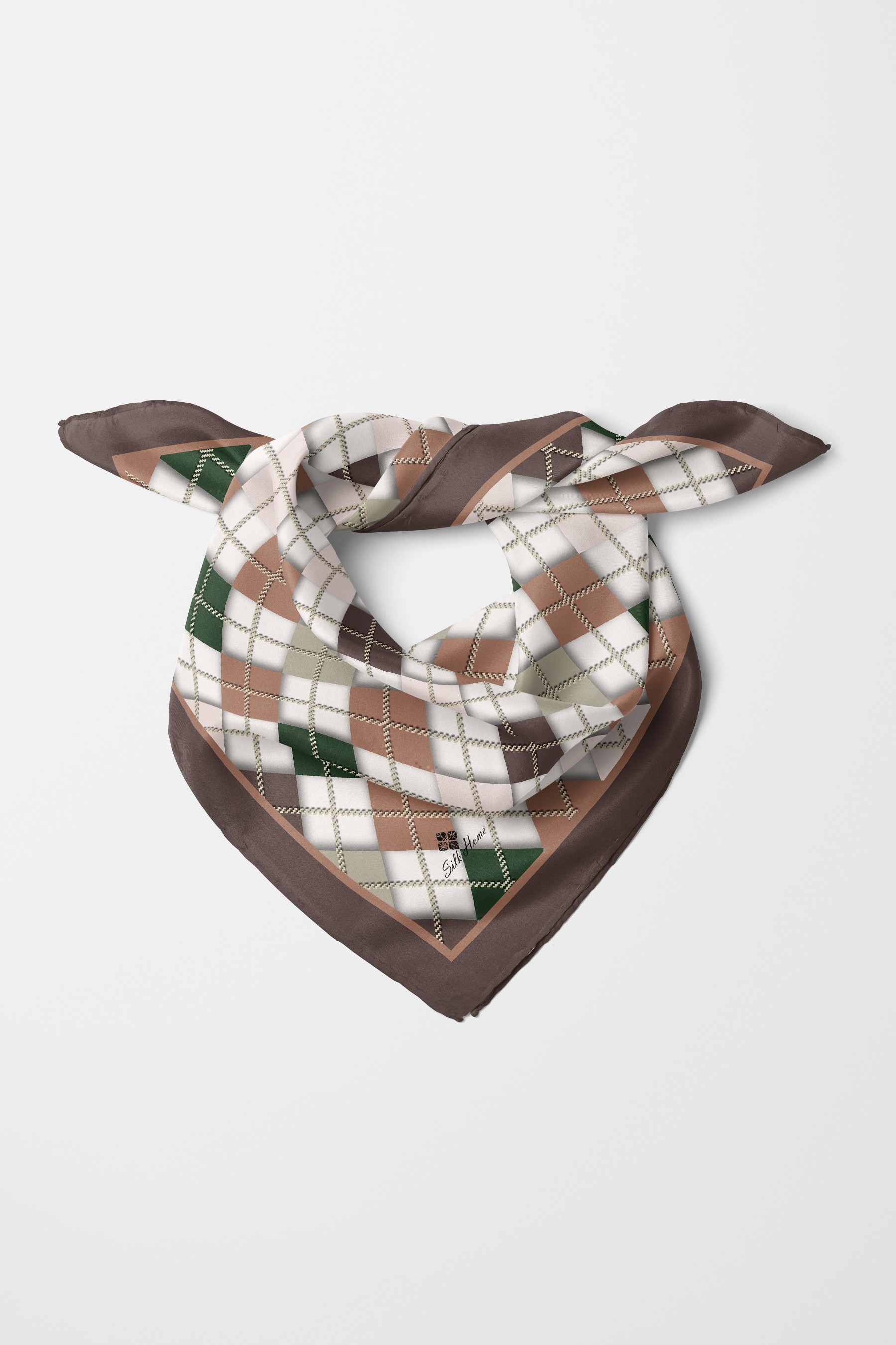 Bandana Ekose Desen Kahverengi