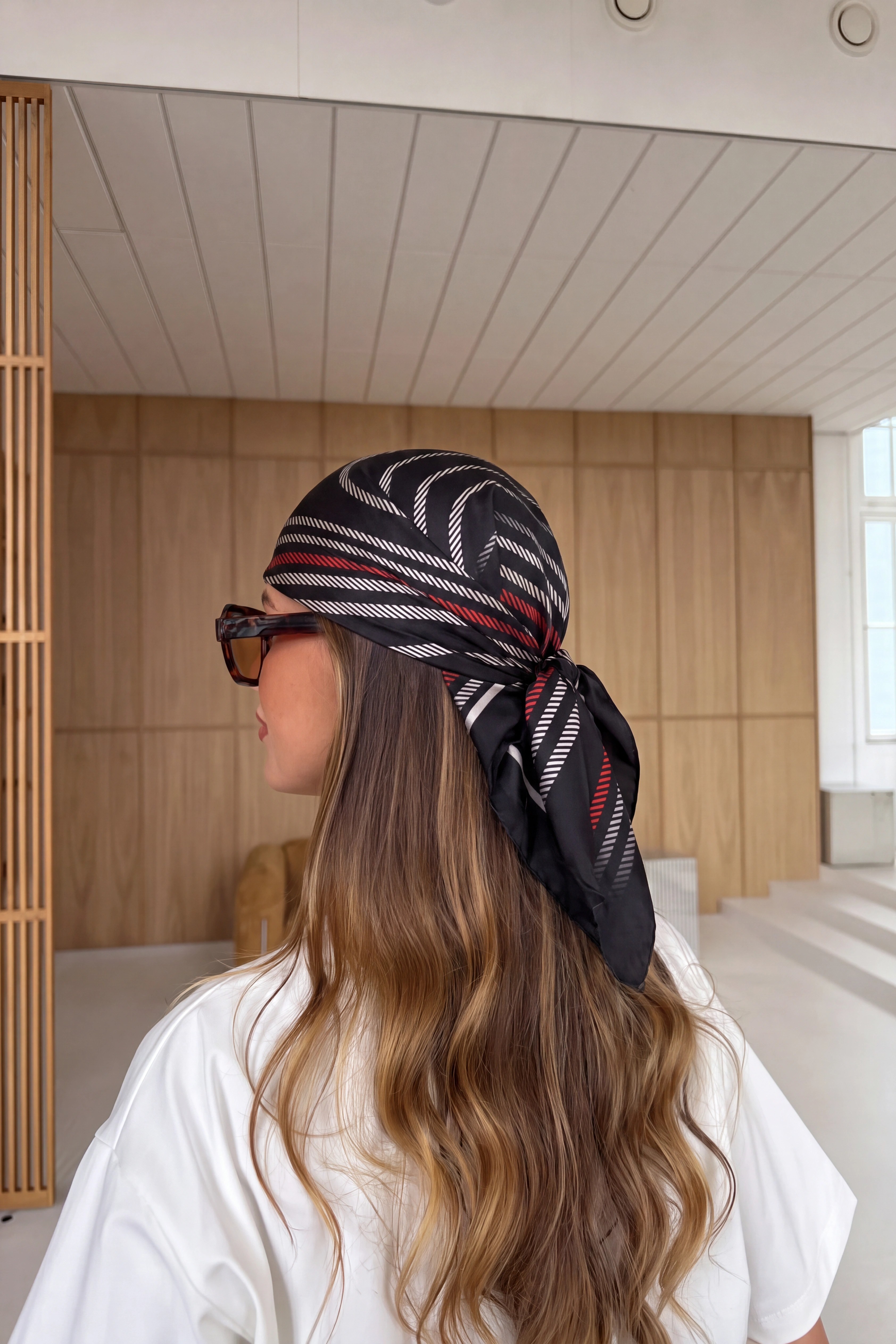 Bandana Şerit Desen Siyah