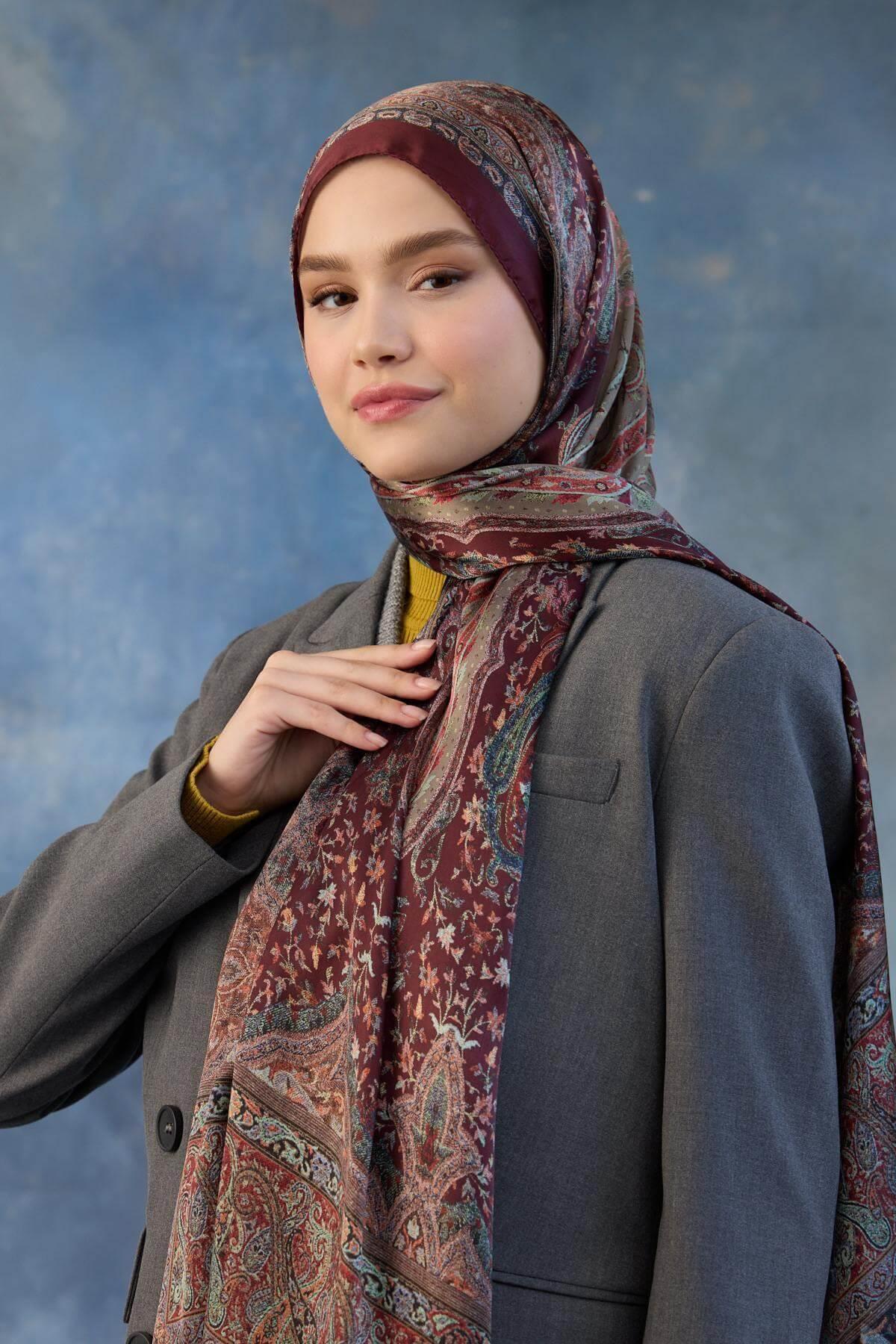 Bordo Hint Vual Şal -  5002-02