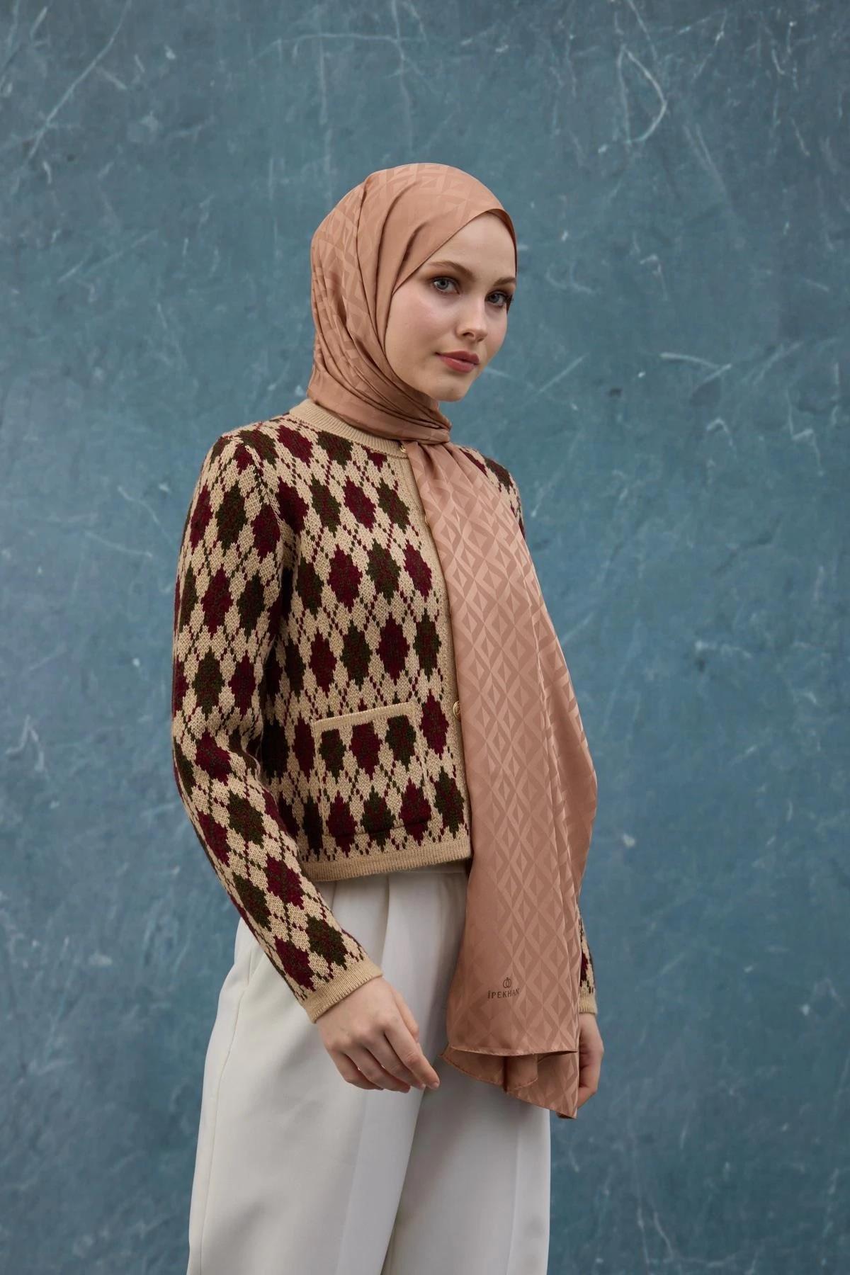 Fall Winter İpeksi Jakar Şal Karamel 9019-16
