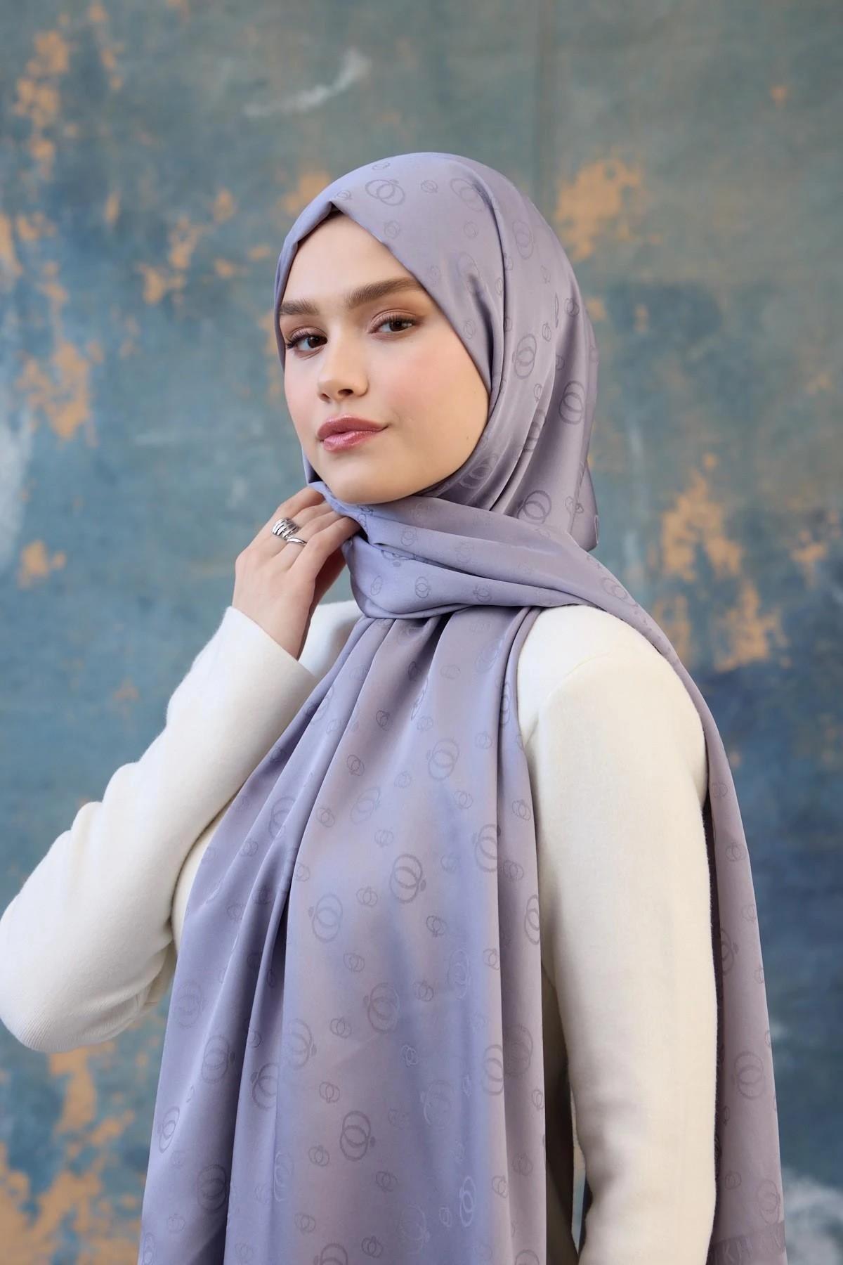 Fall Winter İpeksi Jakar Şal Lila 9018-01