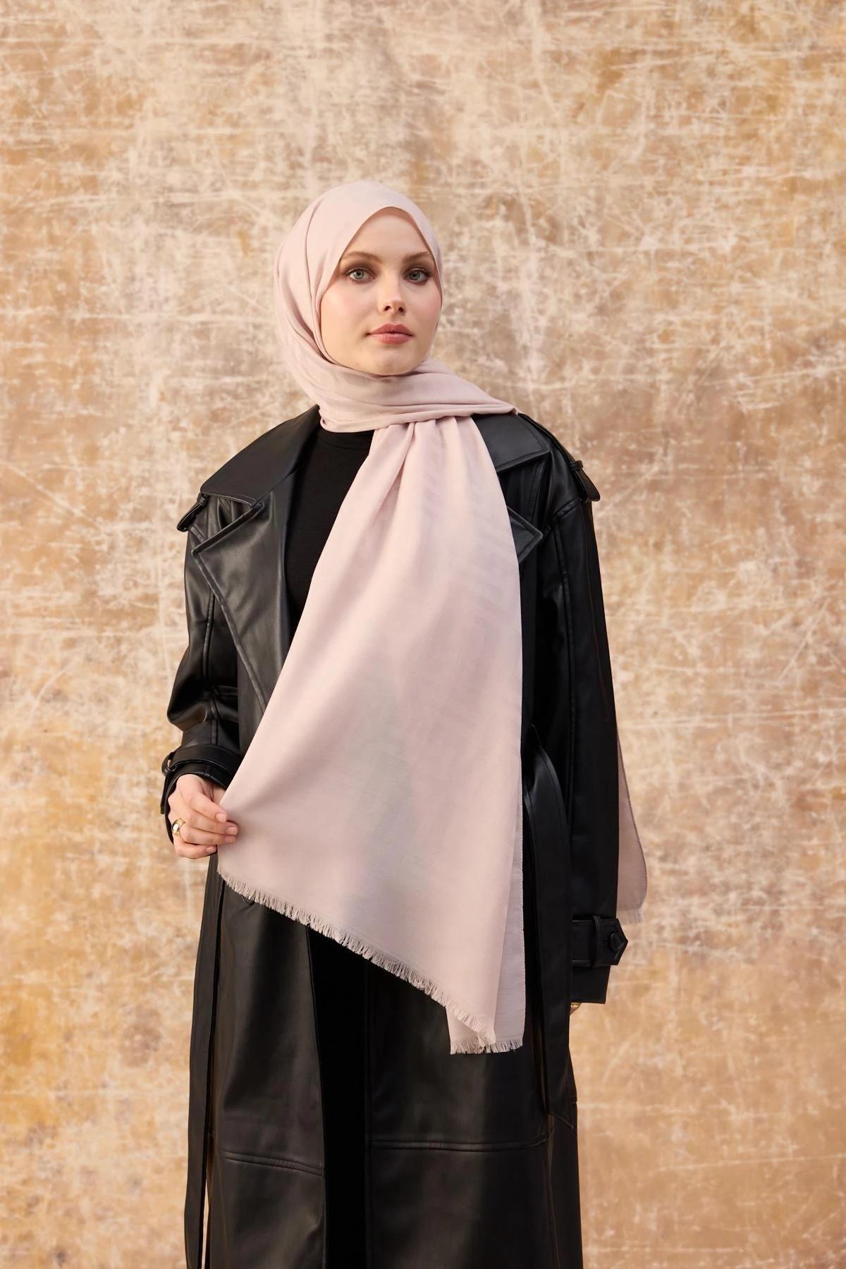Fendi Desen Pamuk Jakar Şal Toz Pembe 8009-21