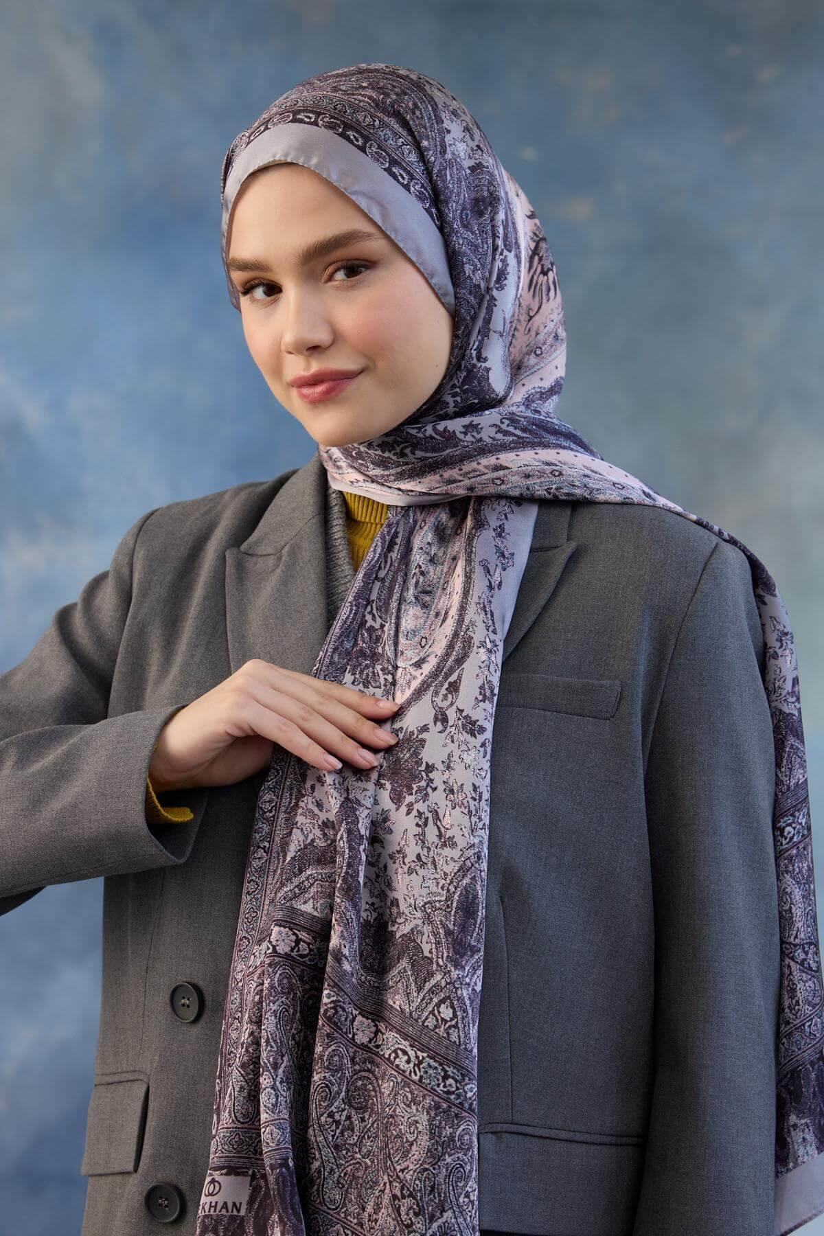 Gri Hint Vual Şal -  5002-03