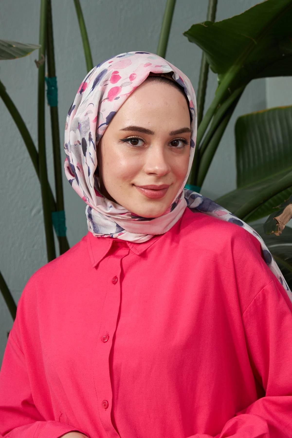 İpekhan Botanik Serisi Pembe Antasit Pamuk Viskon Şal 3023-10