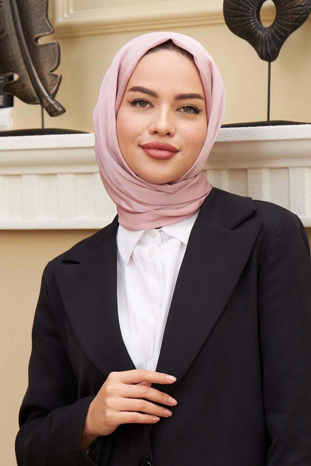 Janjan Çift Taraflı Şal Pudra Pembe