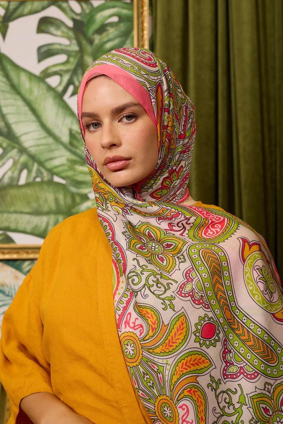 Marrakech Koleksiyon Soft Şal Soft Pembe Yeşil 3048-12