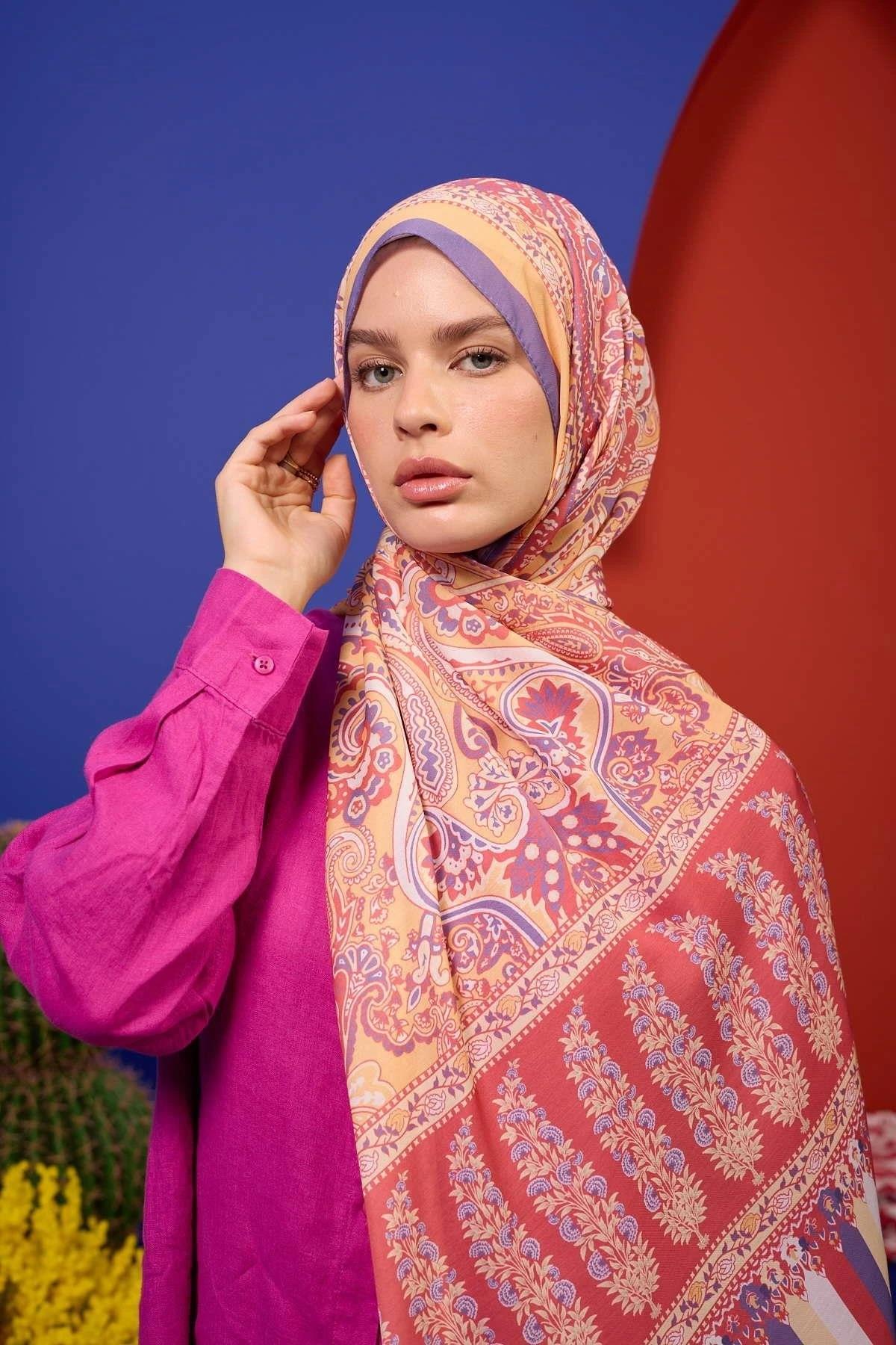 Marrakech Koleksiyon Soft Şal Somon Menekşe 3049-06