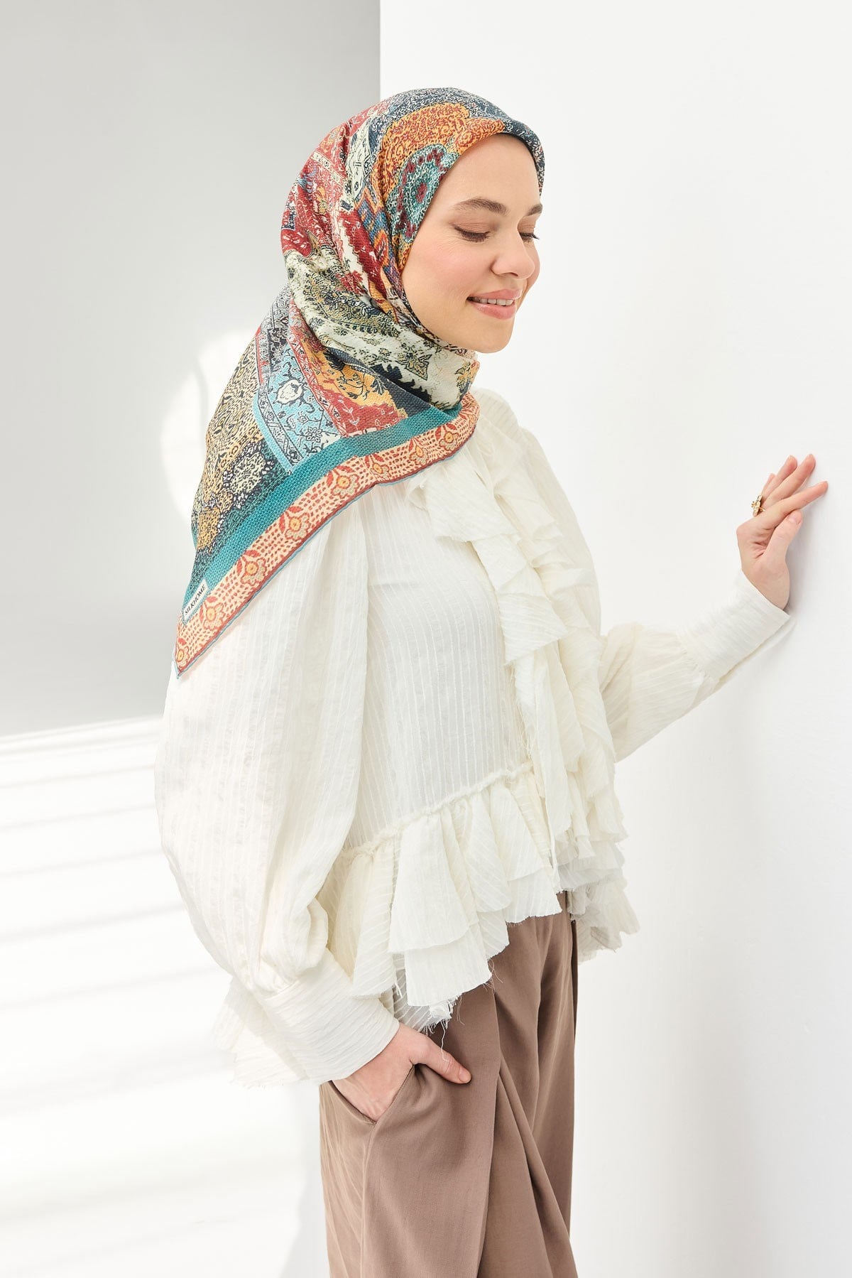 Monare Eşarp Modern Mavi 90x90