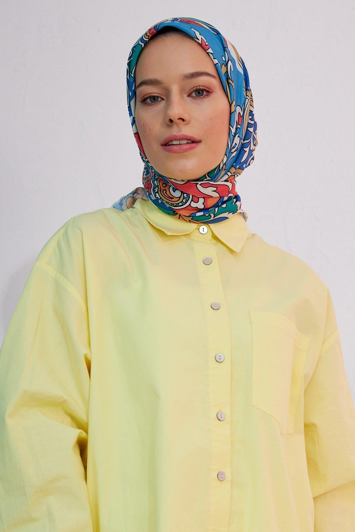 Mozaik Saman Sarısı  Pamuk Viskon Eşarp