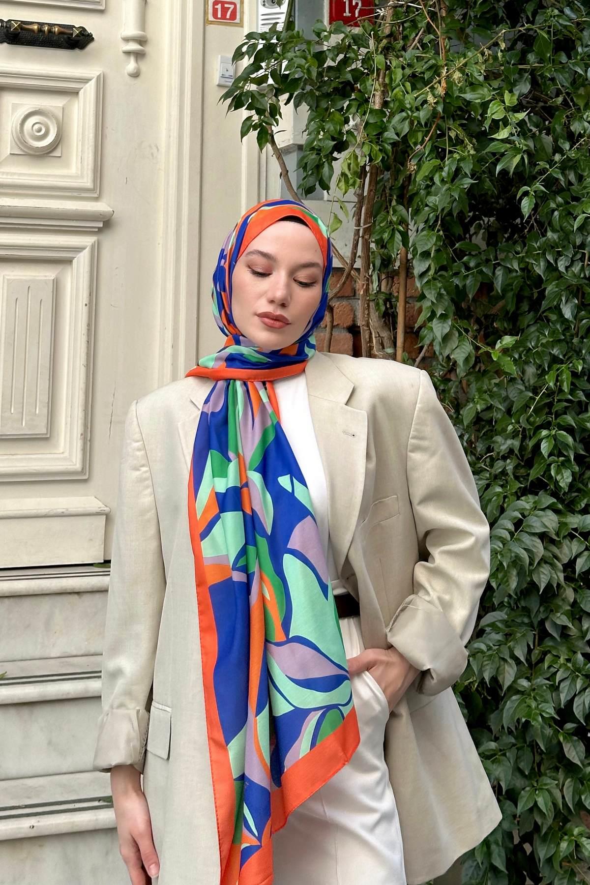 Nature Lilyum Soft Şal Turuncu Mor 3036-10