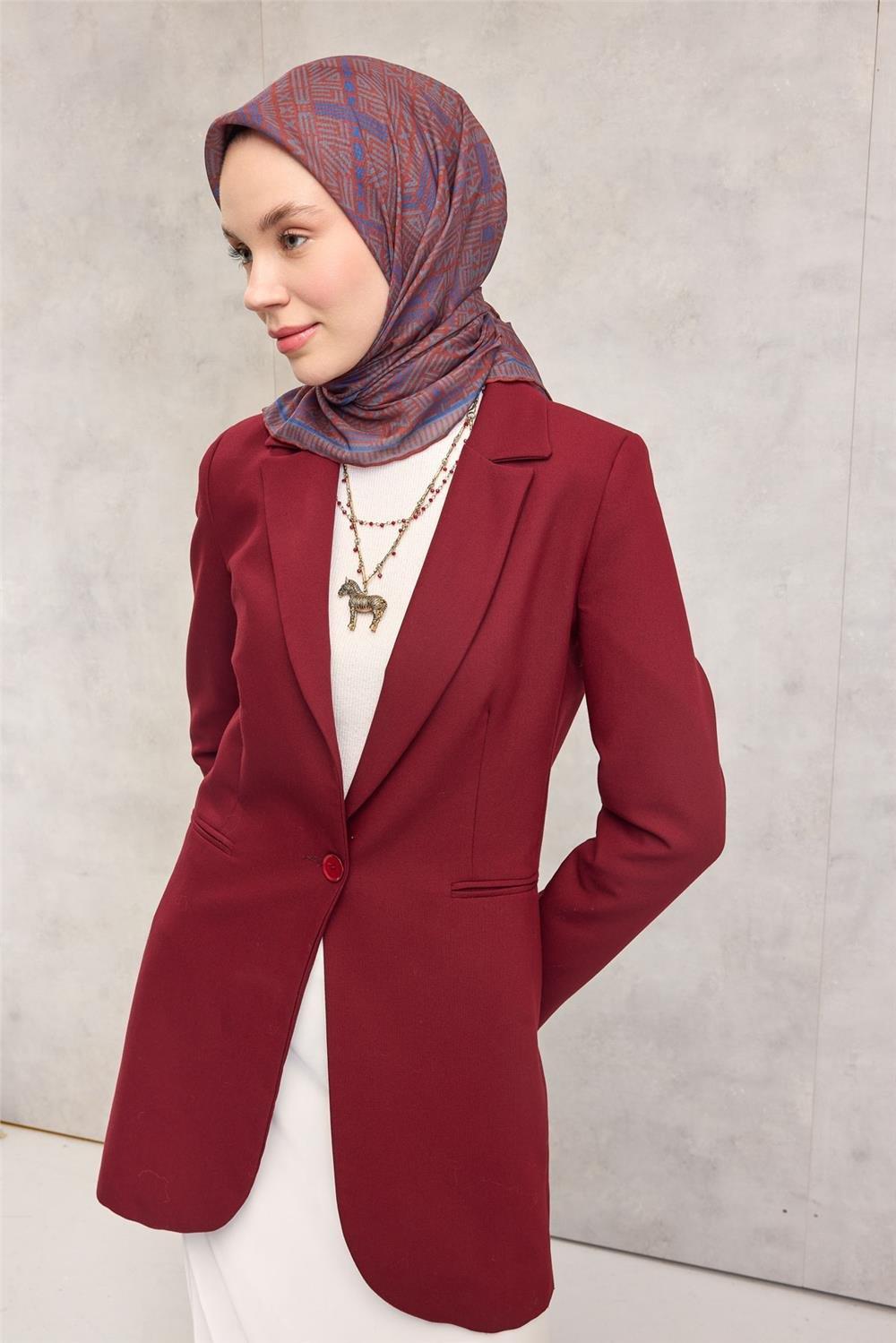 Pamuk Polyester Soft Eşarp Geometrik Desen Kahverengi 90*90