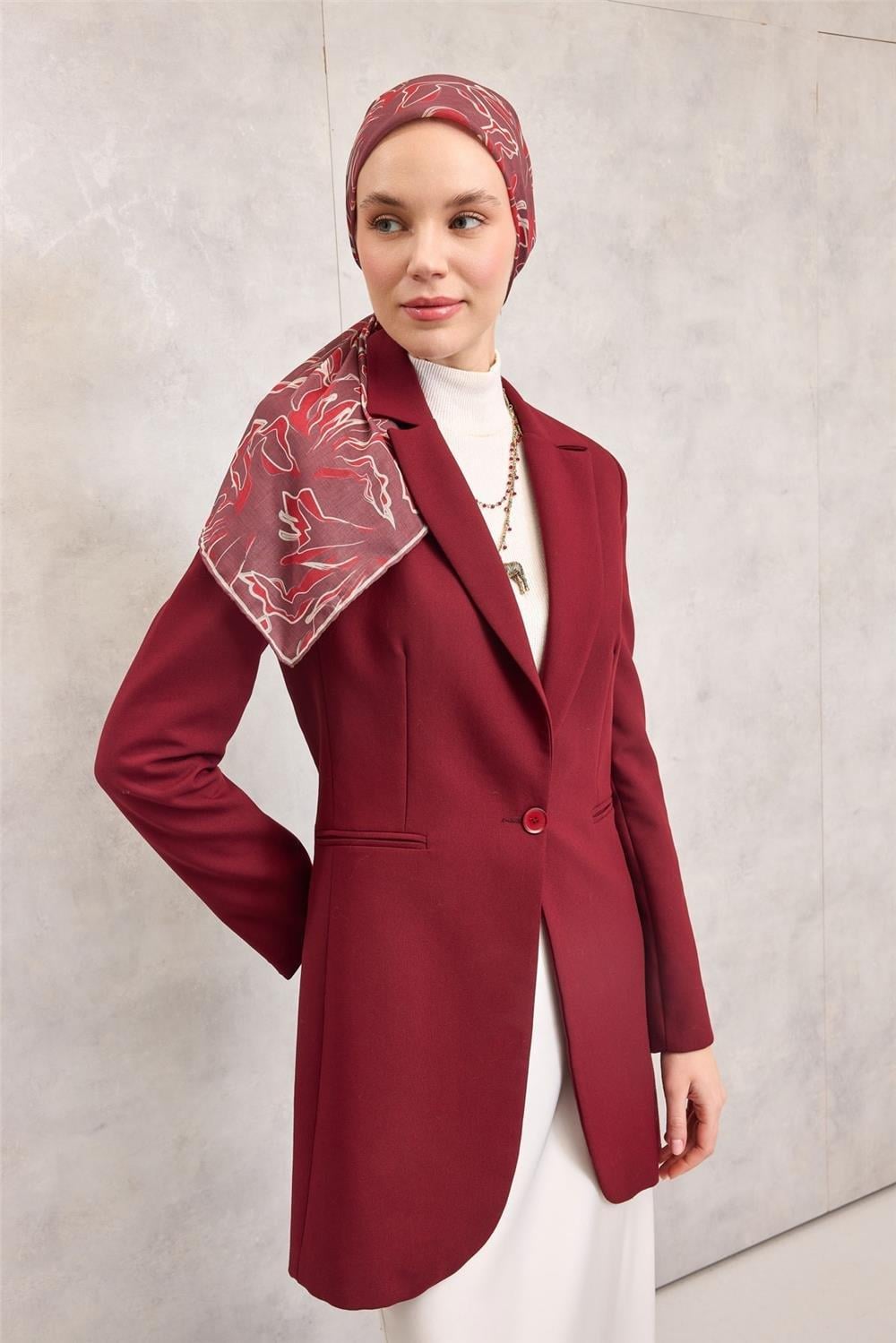 Pamuk Polyester Soft Eşarp Soyut Desen Lila 90x90