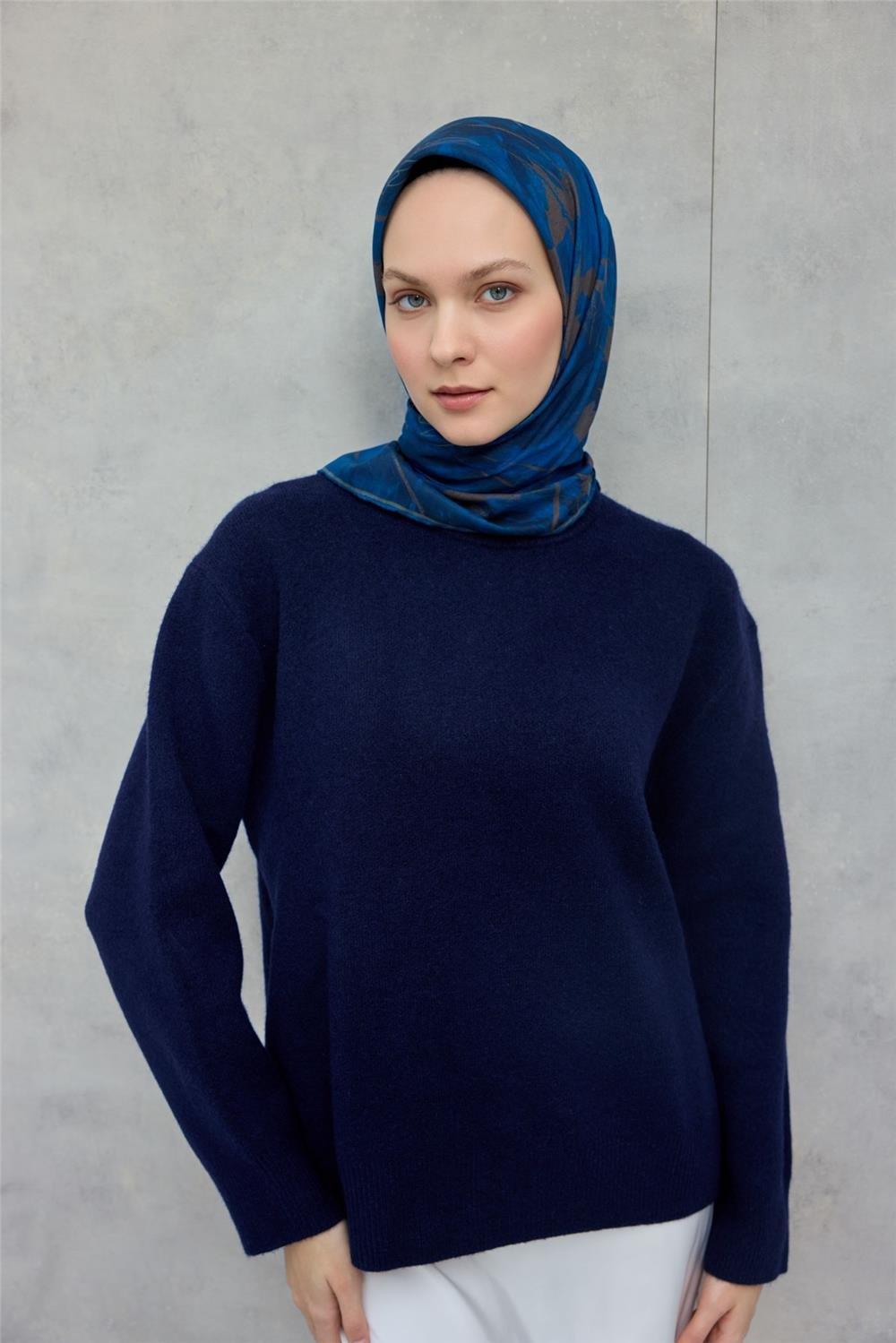 Pamuk Polyester Soft Eşarp Yaprak Desen 90*90