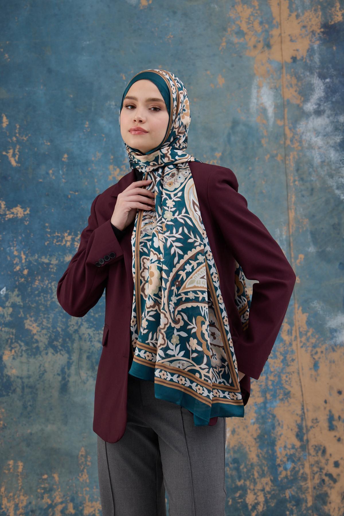 Petrol Hint Vual Şal -  5004-07