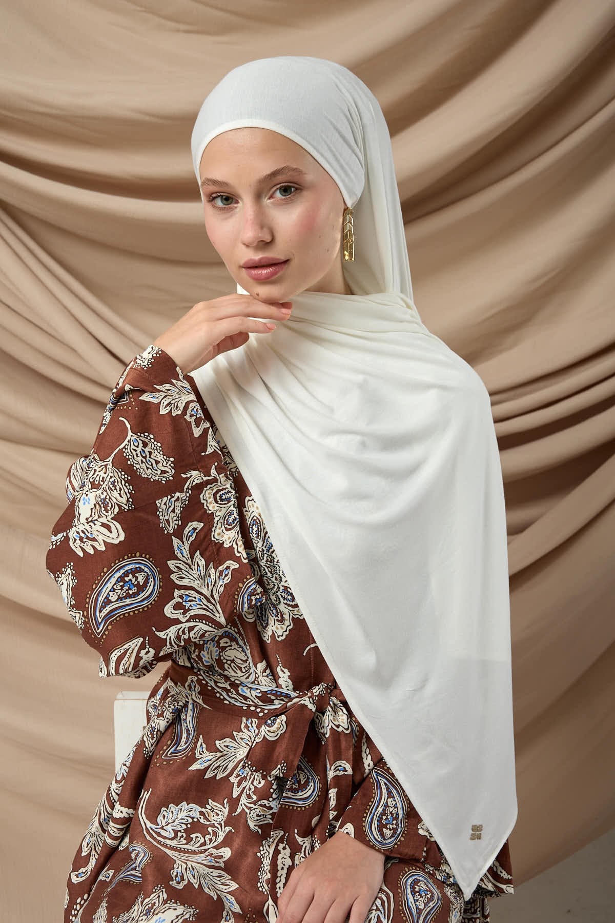 Premium Penye Şal 65002-05 Krem