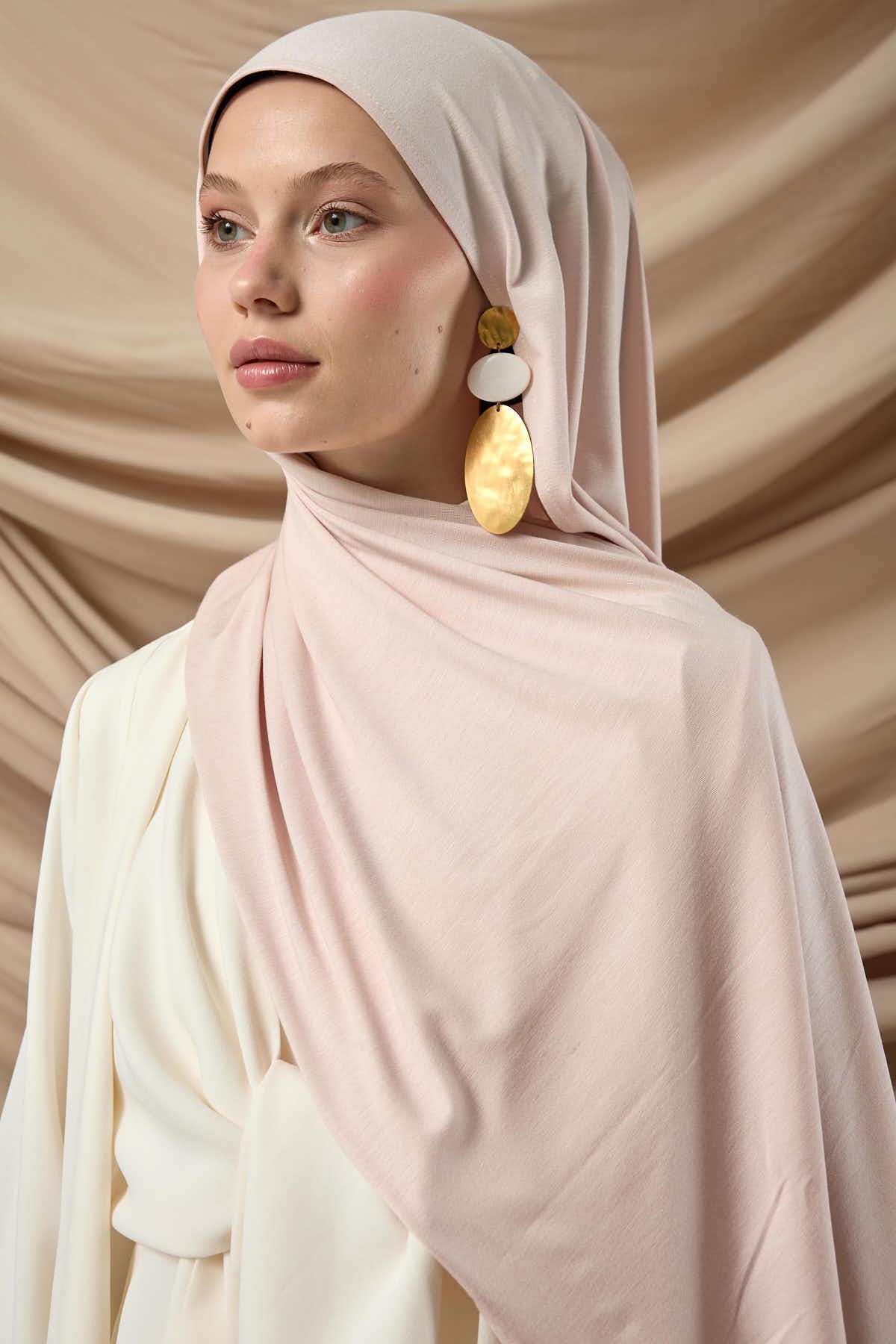 Premium Penye Şal 65002-56 Açık Pudra