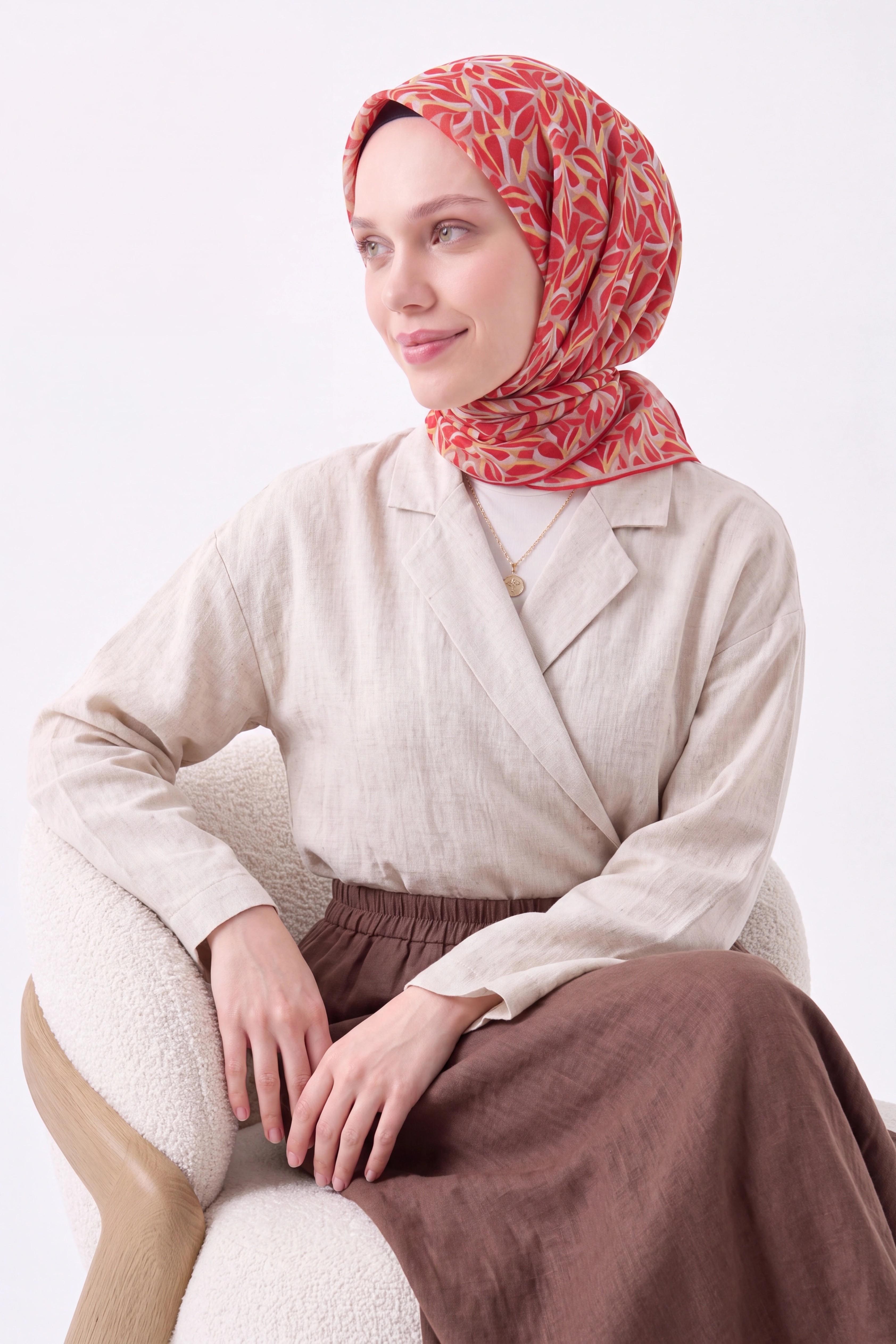 Soft Eşarp Çakıl Taşı Kırmızı
