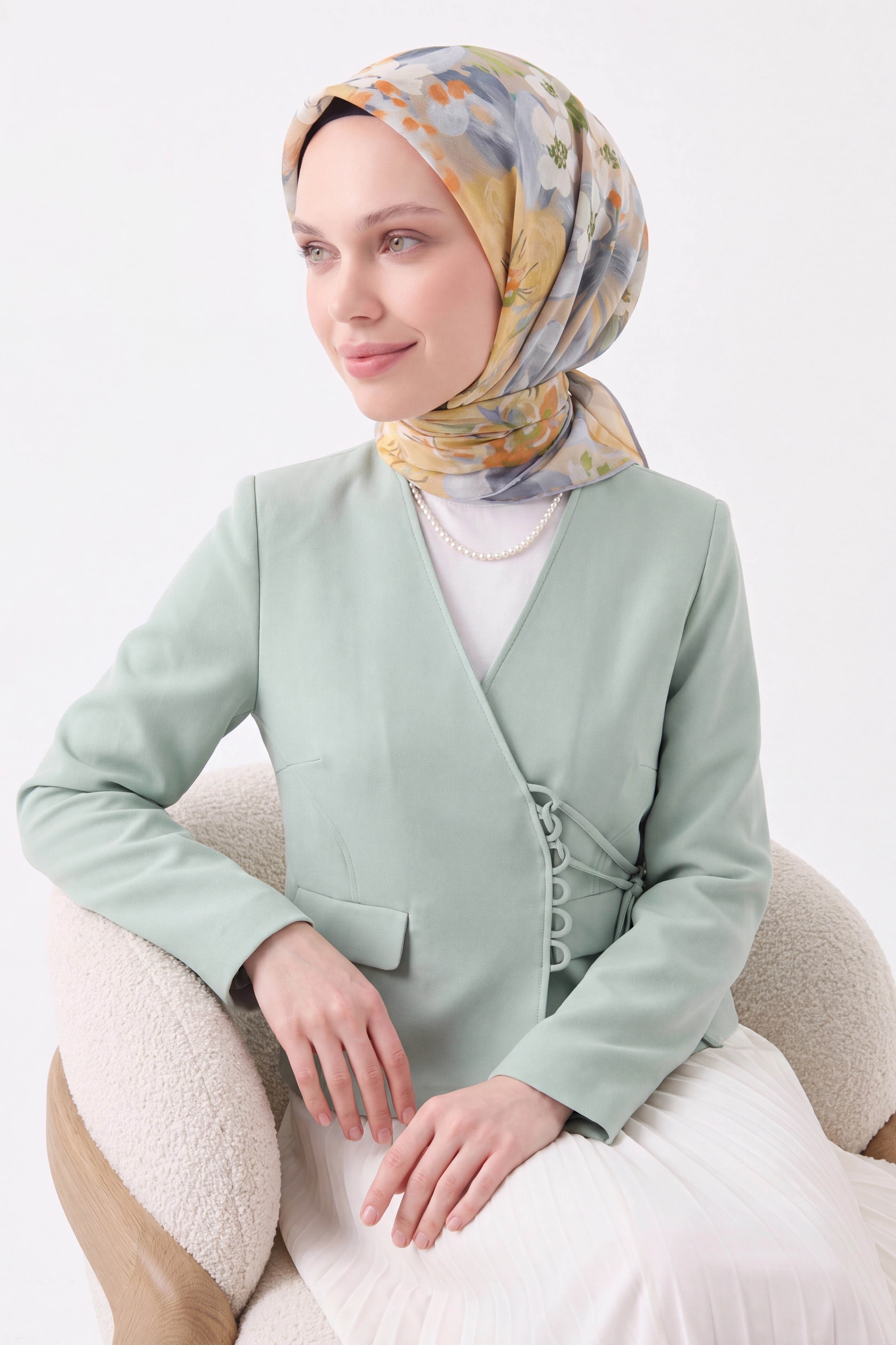 Soft Eşarp Flower Pudra