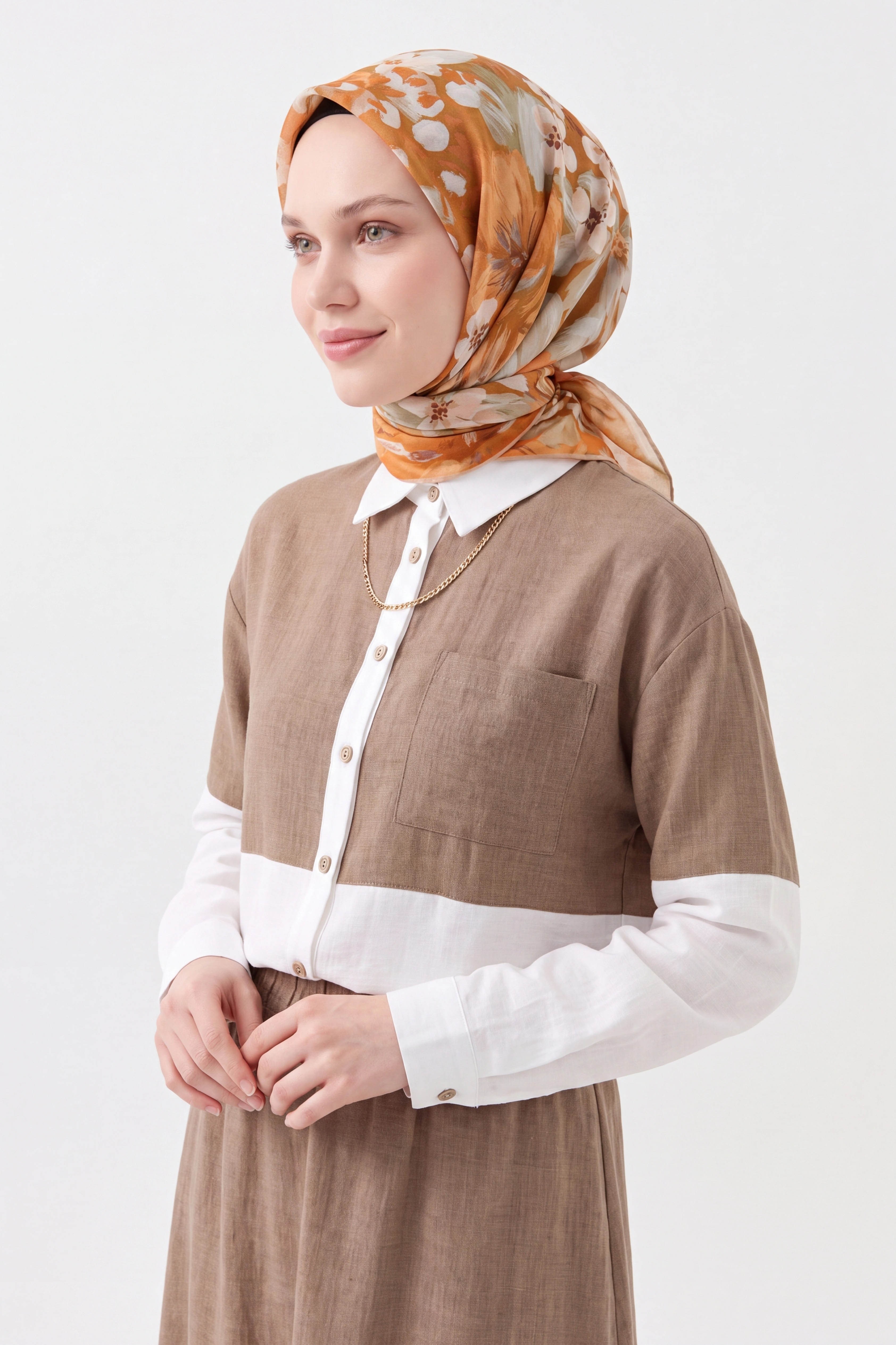 Soft Eşarp Flower Turuncu